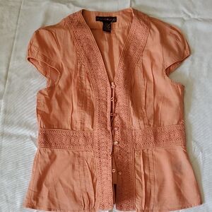 Bandolino Soft Coral Boho Top